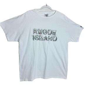 Vintage Hard Rock Cafe RHODE ISLAND Hummingbird Floral Heavy Tee T-shirt Size XL